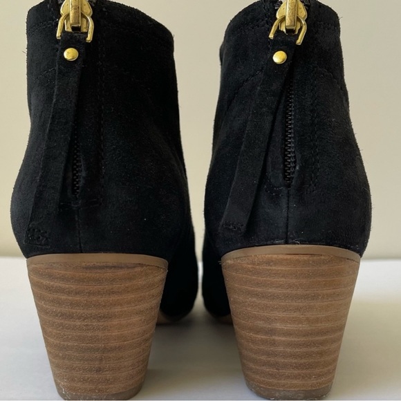 Seychelles Black Suede Stacked Heel Zippered Bootie/7M - Picture 2 of 8